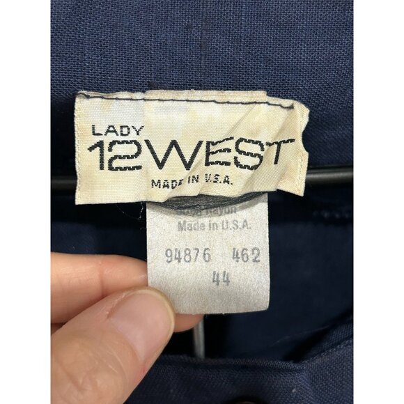 Vintage Lady 12 West Blue 2 Piece Shirt Skirt Set Blue Plus Size Retro Classic - Picture 6 of 16